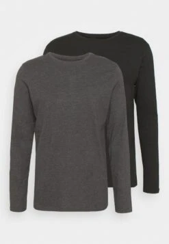 Pier One 2 PACK - Langarmshirt - Dark Grey/black -Deutschland Pier One Verkaufs-Shop 007c88127656457c8f19869283e98031
