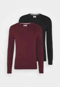 Pier One 2PACK - Strickpullover - Black/bordeaux -Deutschland Pier One Verkaufs-Shop 1401fde1674b40a68d7e1288645f8b9b