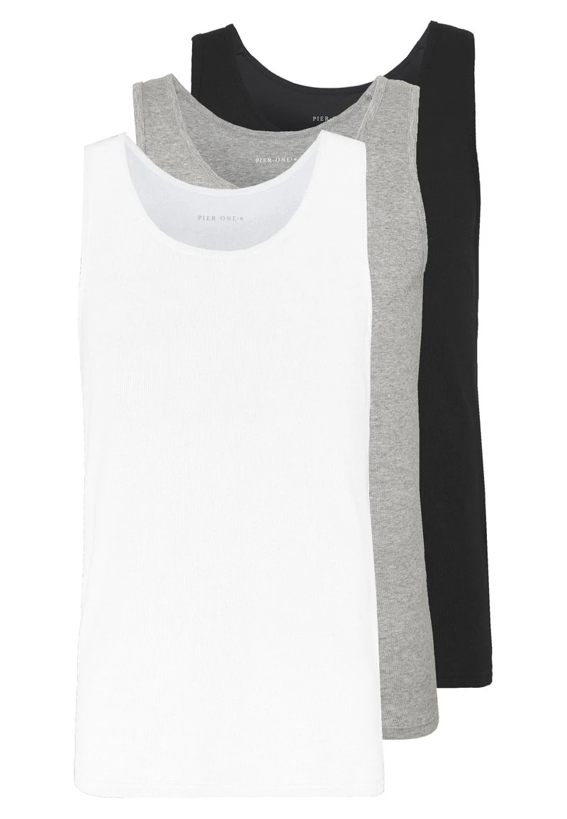 Pier One 3 PACK - Top - White/black 3 Pier One 3 PACK - Top - White/black