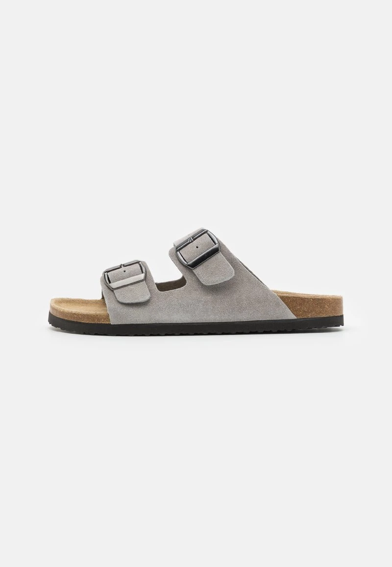Pier One LEATHER UNISEX - Pantolette Flach - Grey 3 Pier One LEATHER UNISEX - Pantolette Flach - Grey