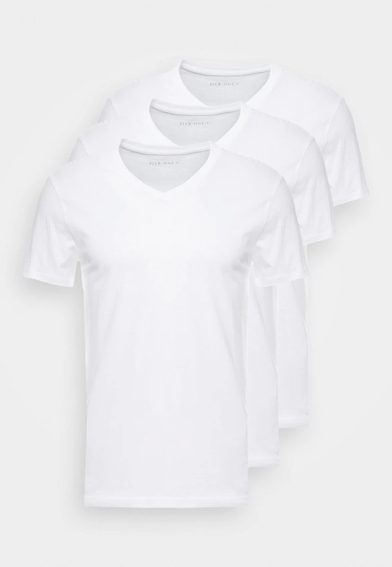 Pier One 3 PACK - T-Shirt Basic - White 7 Pier One 3 PACK - T-Shirt Basic - White – Bild 5
